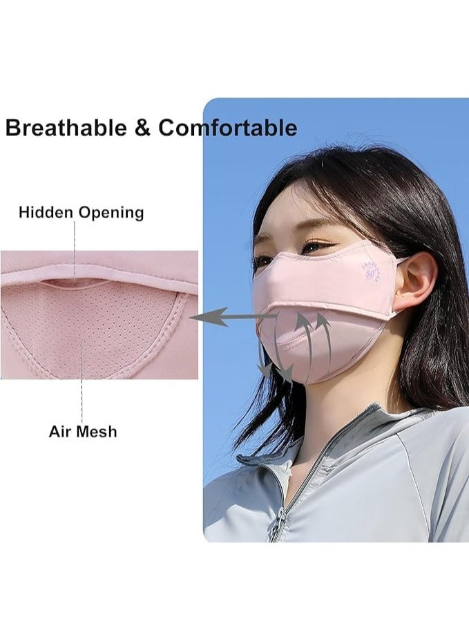 ChicAbode 2Pcs UV Face Mask, Sun Masks for Women, Cooling Breathable Face Cover for Outdoors, Washable Reusable (Pink+Gray) - Image 4